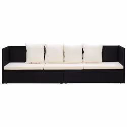 VidaXL 49391 sedia da esterno Terrazzo Seduta imbottita Polietilene, Malacca, Acciaio Nero, Crema, Bianco - Vista aggiuntiva 6
