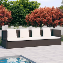 VidaXL 49392, Terrazzo, Seduta imbottita, Polietilene, Malacca, Acciaio, Marrone, Crema, Bianco, Poliestere, 600 mm