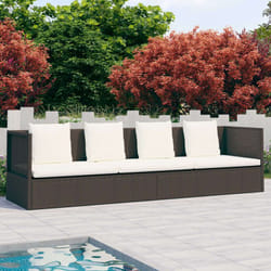 VidaXL 49392 sedia da esterno Terrazzo Seduta imbottita Polietilene, Malacca, Acciaio Marrone, Crema, Bianco