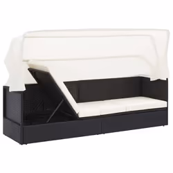 VidaXL 49393 sedia da esterno Terrazzo Seduta imbottita Polietilene, Malacca, Acciaio Nero, Crema, Bianco - Vista aggiuntiva 4