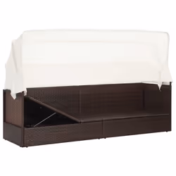 VidaXL 49394 sedia da esterno Terrazzo Seduta imbottita Rattan sintetico, Acciaio Marrone, Crema, Bianco - Vista aggiuntiva 3