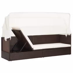 VidaXL 49394 sedia da esterno Terrazzo Seduta imbottita Rattan sintetico, Acciaio Marrone, Crema, Bianco - Vista aggiuntiva 4