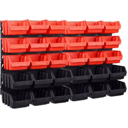 Vidaxl - Kit Contenitori 32 pz con Pannelli a Parete Rosso e Nero