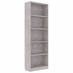 vidaXL Libreria 5 Ripiani Grigio Cemento 60x24x175cm Legno Multistrato - Vista aggiuntiva 2