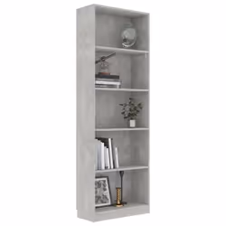 vidaXL Libreria 5 Ripiani Grigio Cemento 60x24x175cm Legno Multistrato - Vista aggiuntiva 3