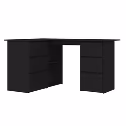 vidaXL Scrivania ad Angolo Nera 145x100x76 cm in Legno Multistrato - Vista aggiuntiva 2