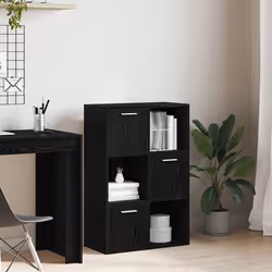 vidaXL Armadietto Nero 60x29,5x90 cm in Legno Multistrato - Vista aggiuntiva 3