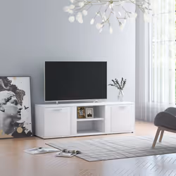 Colore: Bianco Materiale: Truciolato Dimensioni: 120 x 34 x 37 cm (L x P x A) Con 2 ante e 2 scomparti aperti Assemblaggio ri ...