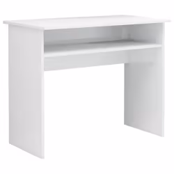 vidaXL Scrivania Bianco Lucido 90x50x74 cm in Legno Multistrato - Vista aggiuntiva 2