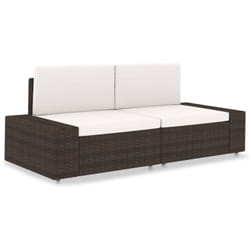 Divano Modulare a 2 Posti in Polyrattan Marrone vidaXL 4077