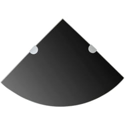 Scaffale Angolare 2 pz Supporti Cromati e Vetro Nero vari dimensioni dimensioni : 25x25 cm