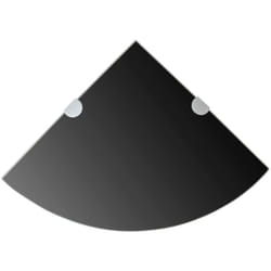 Scaffale Angolare 2 pz Supporti Cromati e Vetro Nero vari dimensioni dimensioni : 35x35 cm
