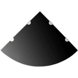 Scaffale Angolare 2 pz Supporti Cromati e Vetro Nero vari dimensioni dimensioni : 45x45 cm