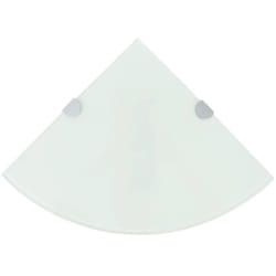 Scaffale Angolare Set 2 pz con Supporti Cromati e Vetro Bianco vari dimensioni dimensioni : 25x25 cm