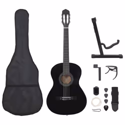 Set Chitarra Classica per Principianti 12 pz Nera 4/4 39" cod mxl 126971