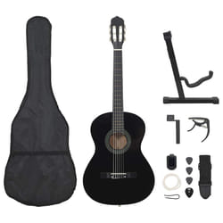Set Chitarra Classica per Principianti 12 pz Nera 4/4 39&quot; cod mxl 126971