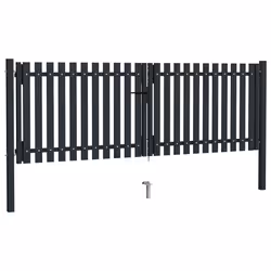 Cancello per Recinzione Doppio in Acciaio 306x150 cm Antracitecod mxl 129487 - Vista aggiuntiva 2