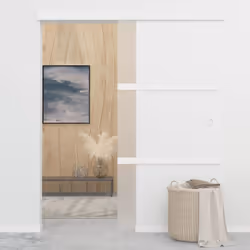 vidaXL Porta Scorrevole Fermi Vetro ESG e Alluminio Argento 90x205 cm - Vista aggiuntiva 3