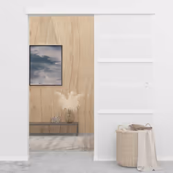 vidaXL Porta Scorrevole in Vetro ESG e Alluminio 76x212 cm Argento - Vista aggiuntiva 3