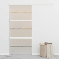 Porta Scorrevole con Fermi in Vetro ESG e Alluminio 90x205 cmcod mxl 127391