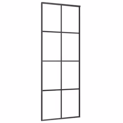 vidaXL Porta Scorrevole in Alluminio e Vetro ESG 76x205 cm Nera - Vista aggiuntiva 2