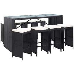 Vidaxl - Set Bar da Giardino 9 z pz in Polyrattan Nero