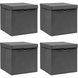Vidaxl - Scatole Portaoggetti con Coperc4pz Grigi 32x32x32 cm Tessuto 45627