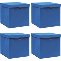 Vidaxl - Scatole Portaoggetti con Coperchi 4pz Blu 32x32x32 cm Tessuto