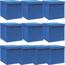 Scatole Portaoggetti con Coperchi 10pz Blu 32x32x32 cm Tessuto Vidaxl 90201