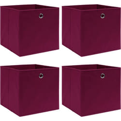 Vidaxl - Scatole con Coperc4pz Rosso Scuro 32x32x32 cm Tessuto 69093