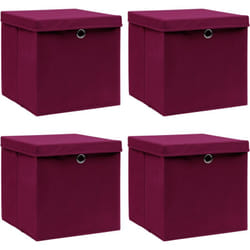 Scatole con Coperc4pz Rosso Scuro 32x32x32 cm Tessuto vidaXL 26825