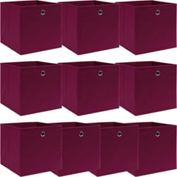 Vidaxl - Scatole con Coperc10 pz Rosso Scuro 32x32x32 cm Tessuto 15503
