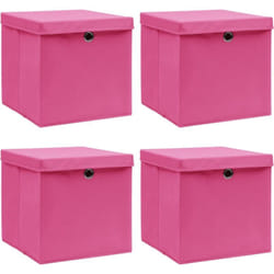 Vidaxl - Scatole Portaoggetti con Coperc4pz Rosa 32x32x32 cm Tessuto 58901