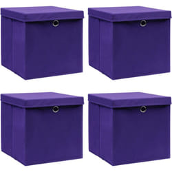 Vidaxl - Scatole Portaoggetti con Coperchi 4pz Viola 32x32x32cm Tessuto 52116