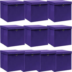 Scatole Portaoggetti con Coperc10pz Viola 32x32x32cm Tessuto Vidaxl 62357