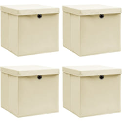 Vidaxl - Scatole Portaoggetti con Coperc4pz Crema 32x32x32 cm Tessuto 18679