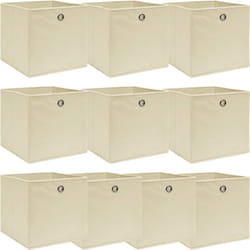 Scatole Portaoggetti con Coperc10pz Crema 32x32x32cm Tessuto Vidaxl 71764