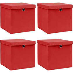 Vidaxl - Scatole Portaoggetti con Coperc4pz Rosse 32x32x32 cm Tessuto 38880