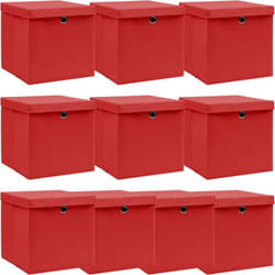 Scatole Portaoggetti con Coperc10pz Rosse 32x32x32cm Tessuto Vidaxl 23156