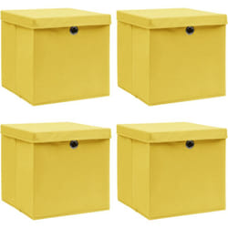 Vidaxl - Scatole Portaoggetti con Coperc4pz Gialle 32x32x32cm Tessuto 23912
