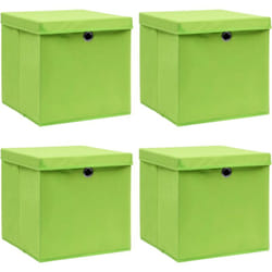 Vidaxl - Scatole Portaoggetti con Coperc4pz Verdi 32x32x32 cm Tessuto 58185
