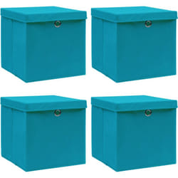 Vidaxl - Scatole con Coperc4pz Azzurre 32x32x32 cm Tessuto 45712