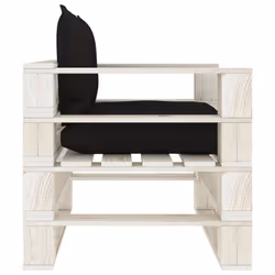 Poltrona da Giardino Pallet con Cuscini Neri in Legnocod mxl 72277 - Vista aggiuntiva 3