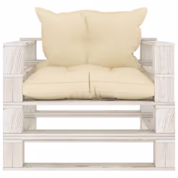 Poltrona da Giardino Pallet con Cuscini Crema in Legnocod mxl 96280 - Vista aggiuntiva 2
