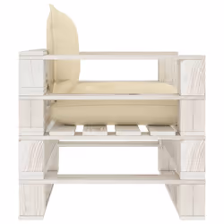 Poltrona da Giardino Pallet con Cuscini Crema in Legnocod mxl 96280 - Vista aggiuntiva 3