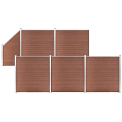 Pannelli Recinzione 5 Quadrati 1 Inclinato 965x186 cm Marrone Vidaxl