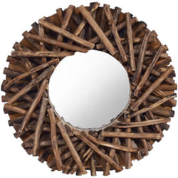 Specchio da Parete 40 cm in Legno di Teak Rotondo Vidaxl 21856