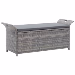 vidaXL Cassapanca con Cuscino Grigia 138 cm in Polyrattan - Vista aggiuntiva 2
