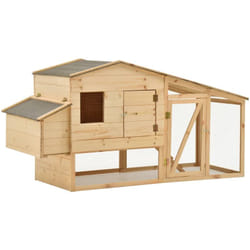 Pollaio in Legno Massello di Pino 178x67x92 cm con rampa antiscivolo vassoio estraibile