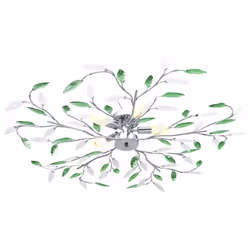 Lampadario Foglie e Bracci in Cristallo Acrilico 5 E14 Verdecod mxl 102277 - Vista aggiuntiva 2